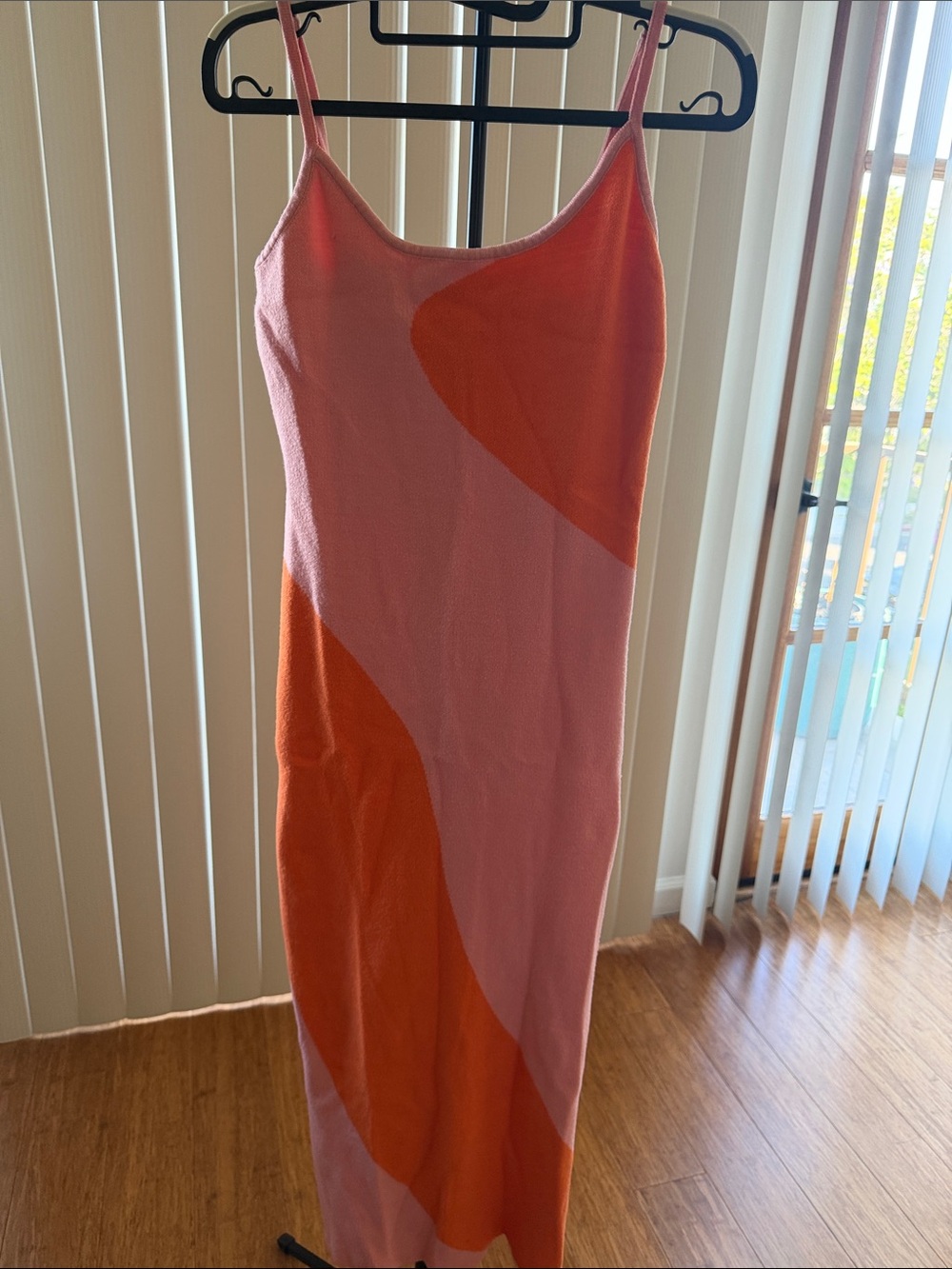 Pink & Orange Colorblock Midi Dress
